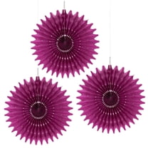 Floral Reef Set of 3 - 16" Party Paper Rosettes Fan Medallions (Plum)
