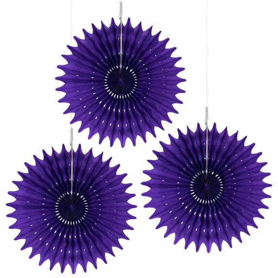 Floral Reef Set of 3 - 16" Party Paper Rosettes Fan Medallions (Violet)