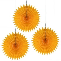 Floral Reef Set of 3 - 8" Party Paper Rosettes Fan Medallions (Golden Yellow)