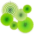 thumbnail image 1 of Floral Reef Assorted Green 8", 12", 16" Hanging Cardstock Paper Fans Rosettes Medallions Home Party Decoration Wedding Holidays Set of 6, 1 of 5