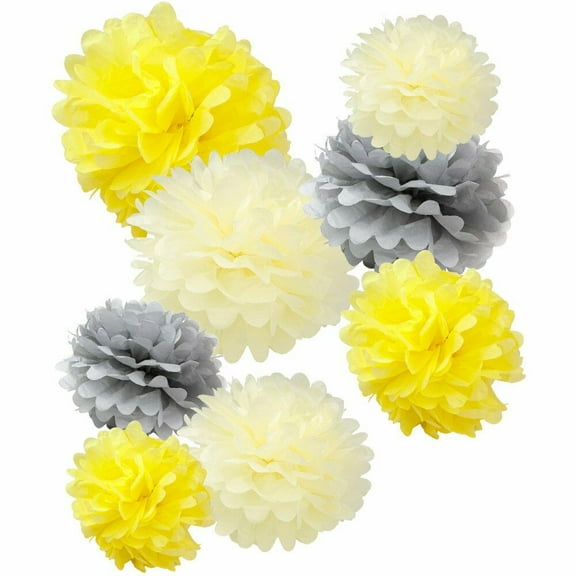 Floral Reef Variety Set of 8 (Assorted Honey Color Pack) consisting of 8" 12" 14" Tissue Paper Pom Poms Flower Birthday Wedding Event Decorations