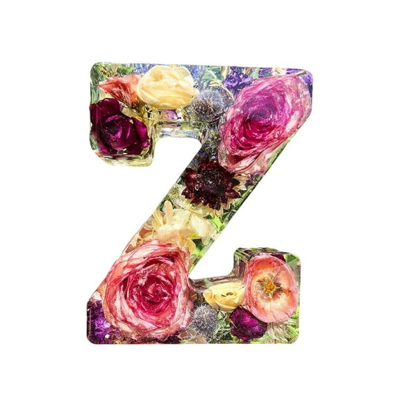 Floral Resin Night Light Letter Lamp - Personalized LED Light With Handmade Flower Design