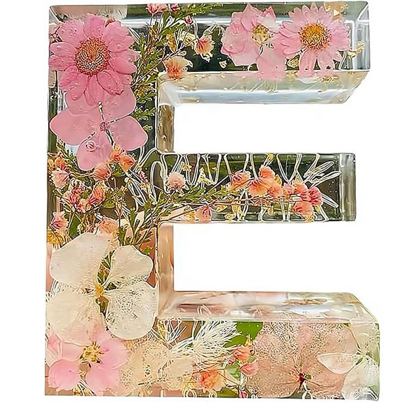 Floral Resin Night Light, Pressed Flower Resin Big Letters with LED Lights, DIY Handmade Creative Letter Flowers Lamp, Personalized Dry Flower Name Night Light