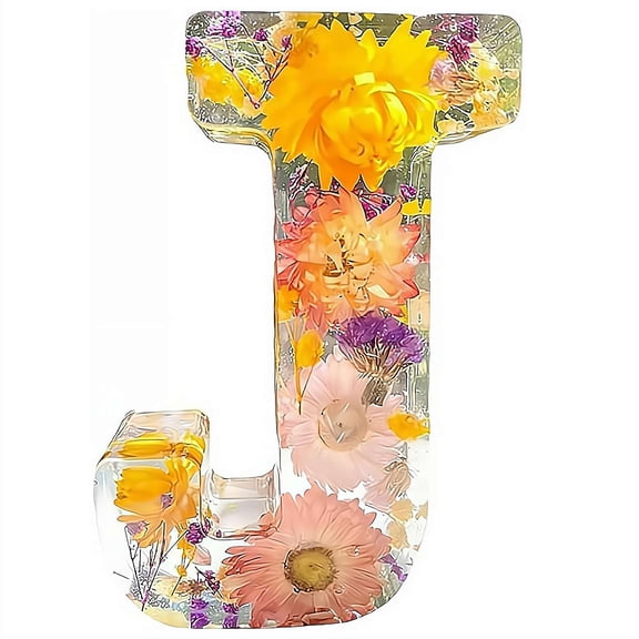 Floral Resin Night Light, Pressed Flower Resin Big Letters with LED Lights, DIY Handmade Creative Letter Flowers Lamp, Personalized Dry Flower Name Night Light