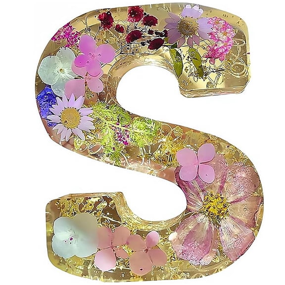 Floral Resin Night Light, Pressed Flower Resin Big Letters with LED Lights, DIY Handmade Creative Letter Flowers Lamp, Personalized Dry Flower Name Night Light