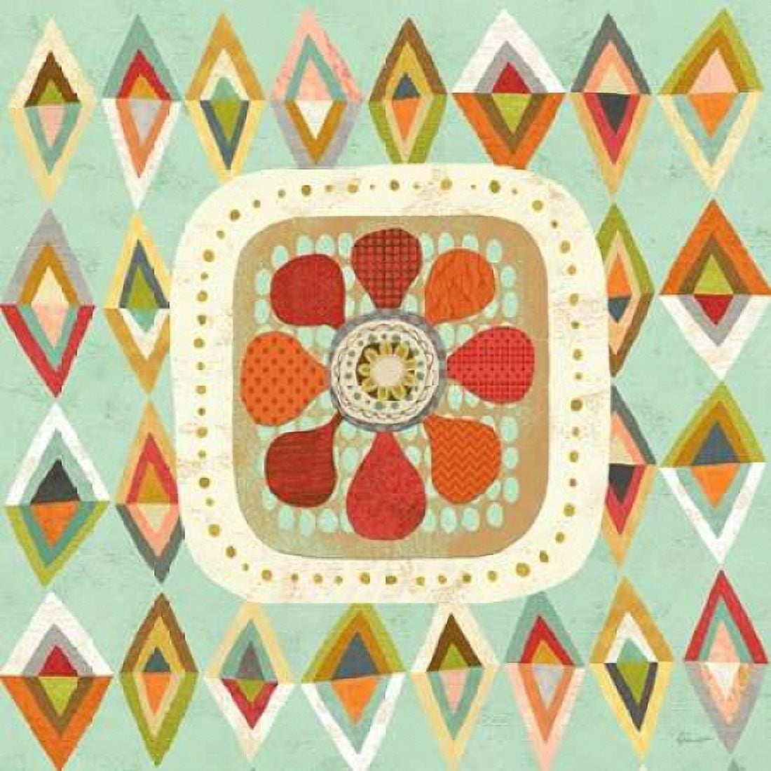 Floral Retro 3 Squared Canvas Art - Richard Faust (24 x 24)