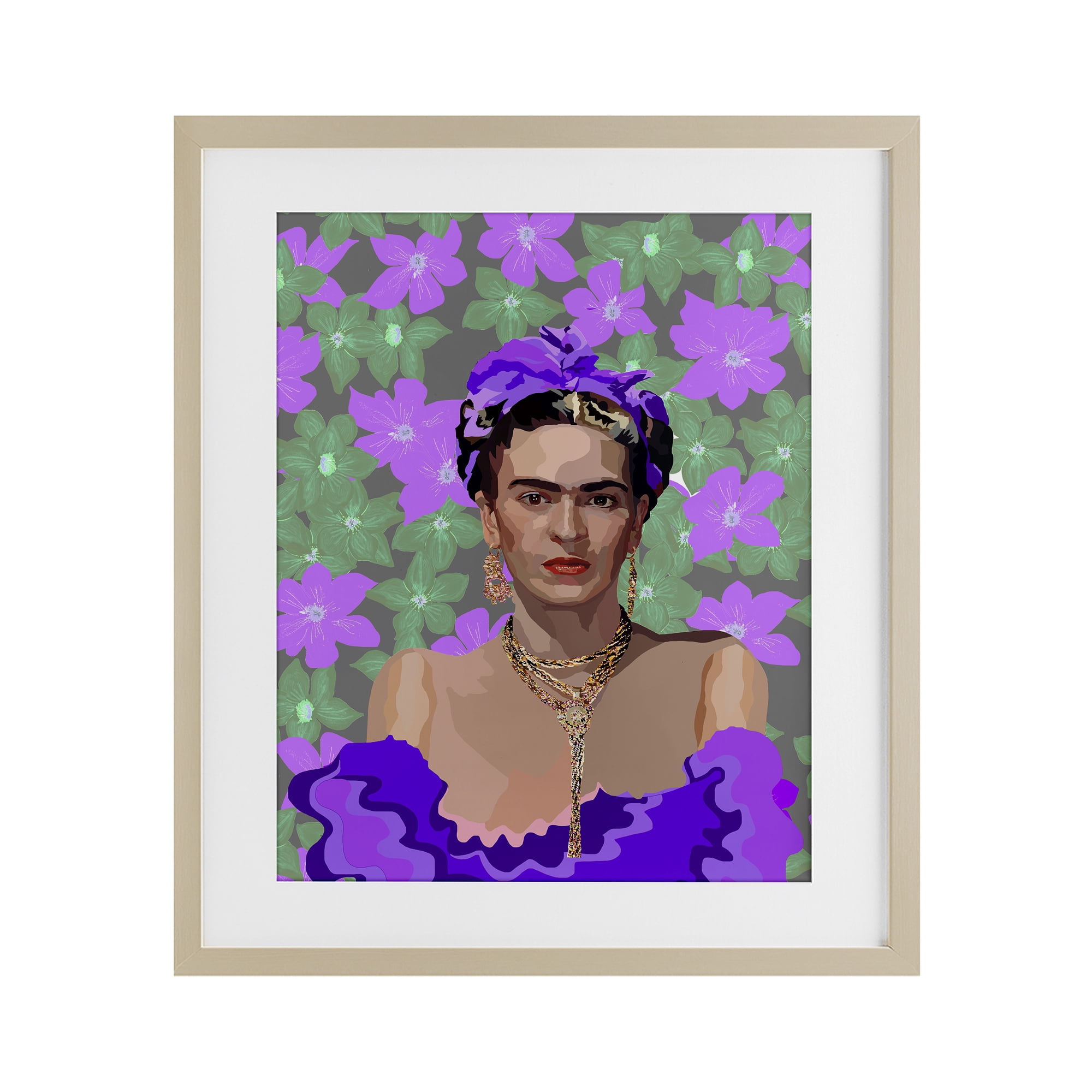 Floral Reverie Frida Birch Framed Print Under Glass, design by Lynnda Rakos