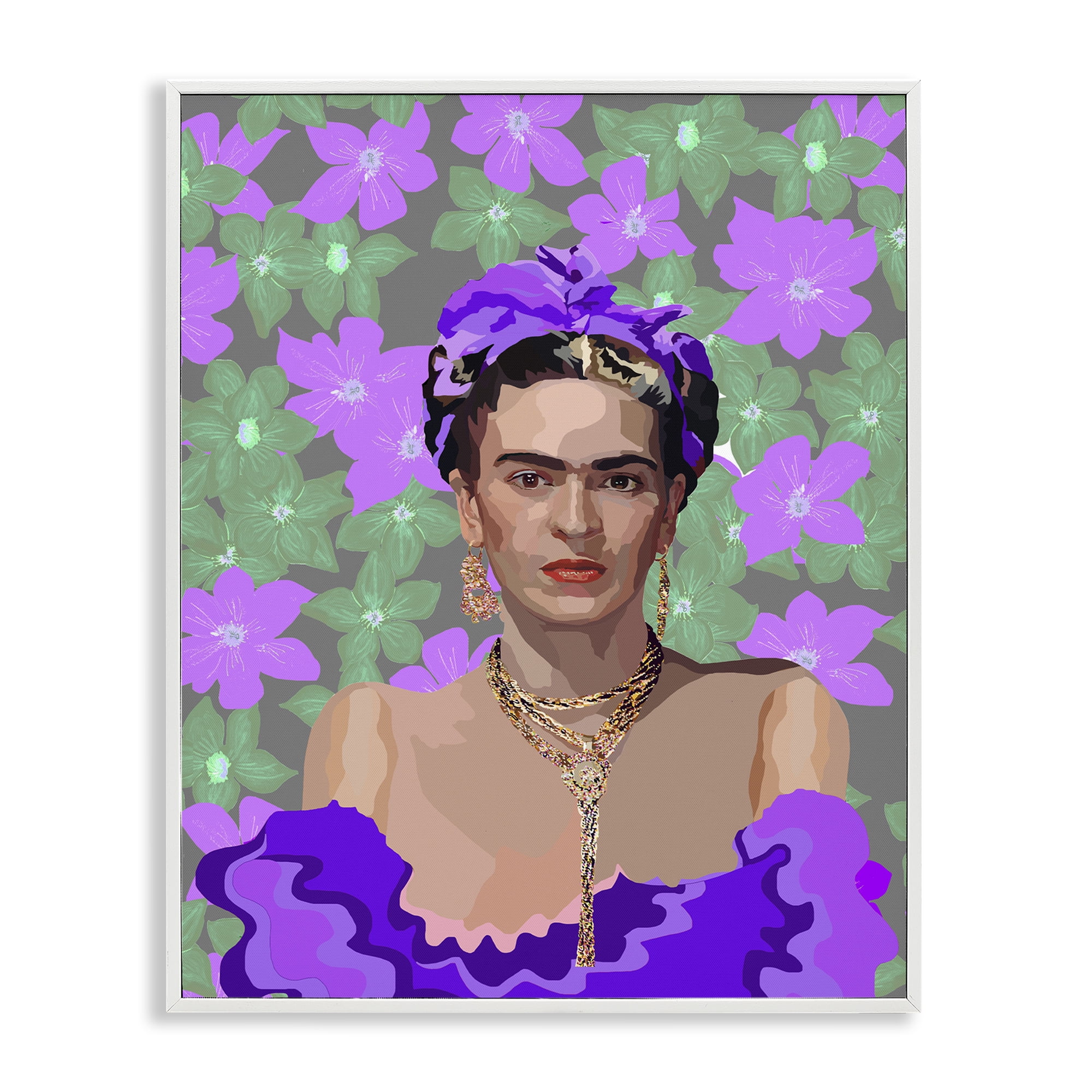 Floral Reverie Frida White Framed Giclee Art, design by Lynnda Rakos