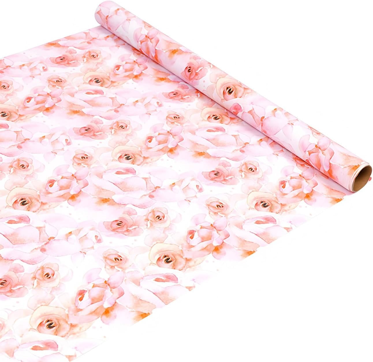 Floral Reversible Wrapping Paper Roll - 1 Roll 17’’ x 33 ft Happy Birthday Wrapping Paper Roll Kids Pink Floral Birthday Gift Wrap Roll Girls Wrapping Paper Polka Dot Design Weddings Bday Party Favor