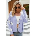 thumbnail image 1 of Floral Ribbed Trim Drop Shoulder Cardigan, 1 of 1