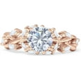 thumbnail image 1 of Floral Ring Round Marquise Cubic Zirconia Rose Tone 925 Sterling Silver, Size 10, 1 of 7