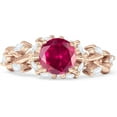 thumbnail image 1 of Floral Ring Round Marquise Ruby Rose Tone 925 Sterling Silver, Size 5, 1 of 7