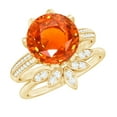 thumbnail image 1 of Rosec Jewels Floral Ring Set with Lab Grown Orange Sapphire and Moissanite (8 mm Sapphire, AAAA Grade), 10K Yellow Gold, US 4.00, 1 of 8