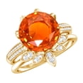 thumbnail image 1 of Rosec Jewels 4.50 Ct Lab Grown Orange Sapphire Wedding Rings Set with Floral Band (AAAA Grade) - Sapphire and Moissanite Ring, 14K Yellow Gold, US 10.00, 1 of 8
