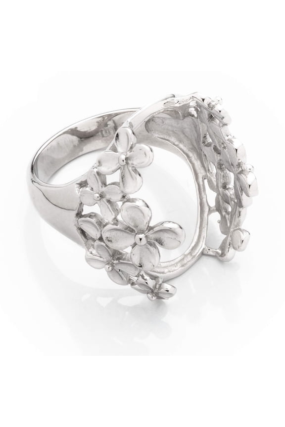 Floral Ring Setting with Oval Bezel Mounting in Sterling Silver 15x21mm | MTR151 (12)
