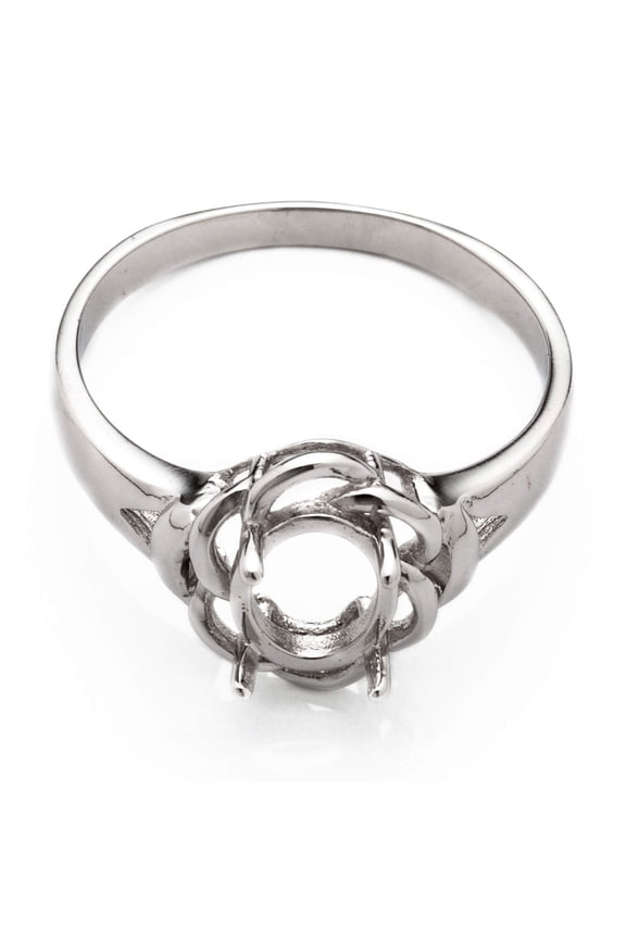 Floral Ring Setting with Oval Prongs Mounting in Sterling Silver 6x7mm | MTR023 (7)