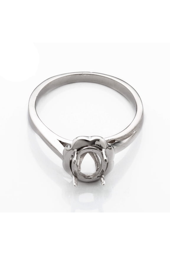 Floral Ring Setting with Oval Prongs Mounting in Sterling Silver 6x8mm | MTR040 (7)