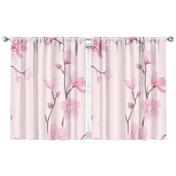 Floral Room Darkening Curtains 42x54 Inch 2 Panels, Rod Pocket Drapes for Bedroom and Home Window Coverage