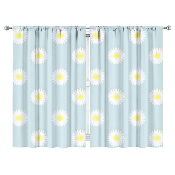 Floral Room Darkening Curtains, 84 Inch Long Drapes for Bedroom, Rod Pocket Design, Soft Polyester 2 Panel Curtains 52x84 Inch