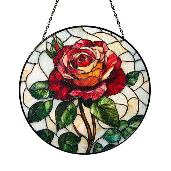 Floral Rose Inspired Stained Glass Window