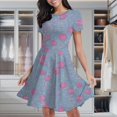 thumbnail image 1 of Floral Rose Print Pattern Women's Classic Swing Skater Dress Casual Work Party Cocktail Dresses, 1 of 6