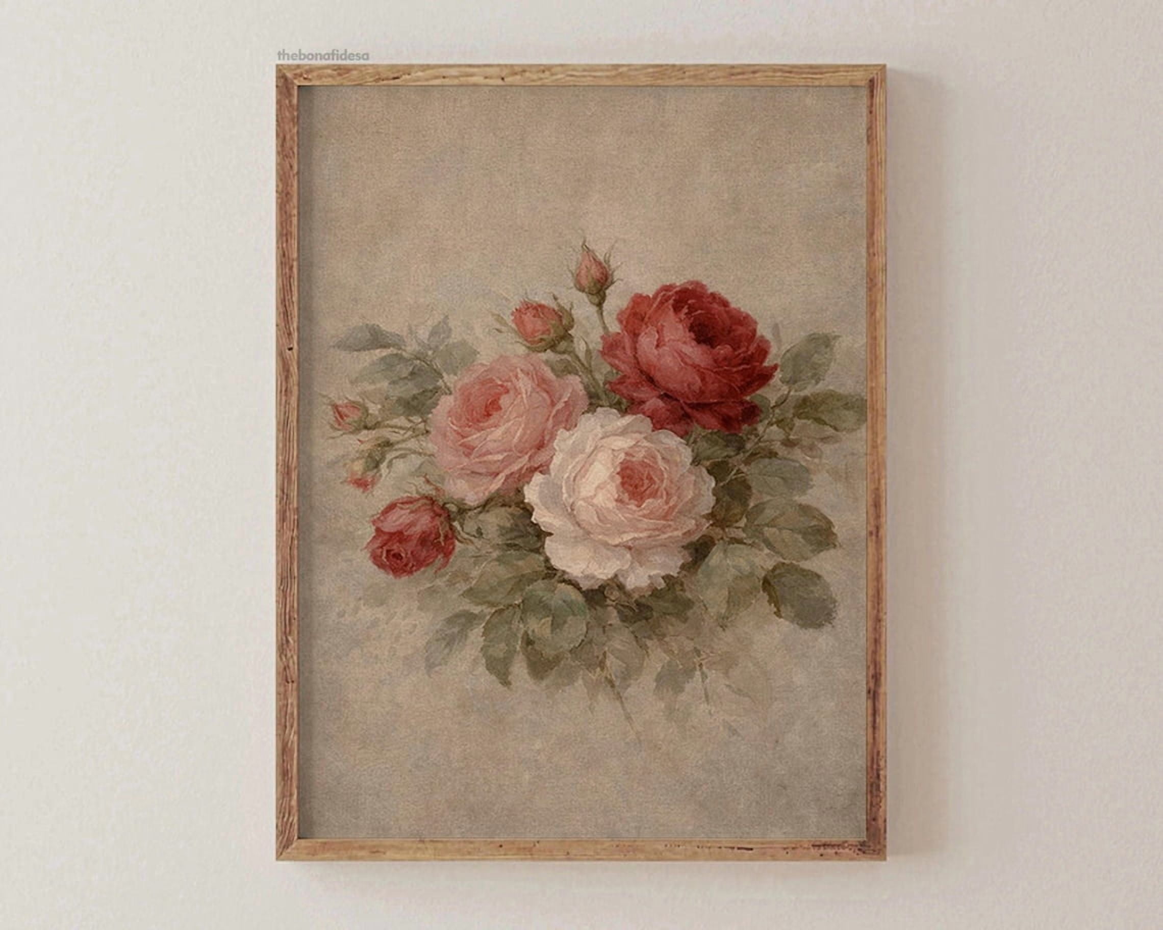 Floral Rose Romantic Heart Design Poster , Poster Print Only - Walmart.com