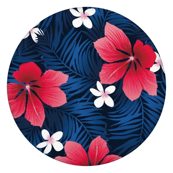 Floral Round Fitted Tablecloth - Exotic Print, 100% Waterproof & Windproof for Outdoor & Restaurant Use