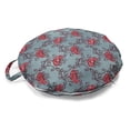 thumbnail image 1 of Floral Round Floor Cushion with Handle, Grunge Look Curvy Ornament Leaves Tropical Wild Flower, Decorative Pillow for Living Room & Dorms, 18" Round, Slate Blue Pink, by Ambesonne, 1 of 4