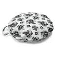 thumbnail image 1 of Floral Round Floor Cushion with Handle, Tropical Creative Pattern with Hibiscus Petals and Exotic Leaves Print, Pillow for Living Room & Dorms, 18" Round, Charcoal Grey and White, by Ambesonne, 1 of 4
