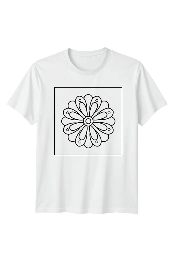Floral Round Petal Design Mens T-Shirt Womens Tee Graphic Unisex Top All Size S-5XL