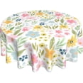 thumbnail image 1 of Floral Round Tablecloth 70 Inch Watercolor Colorful Flower Leaves Table Cloth Spring Summer Holiday Table Covers Polyester Indoor Outdoor Farmhouse Tablecloth for Kitchen Dining Party Picnic, 1 of 6