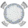 thumbnail image 1 of Floral Round Tablecloth Fitted Table Cover, Elastic Tablecloths Waterproof Outdoor Indoor Stretch Cloth Tablecover for Dinner, Party, Shower, Blue Purple Spring Botanical Plant Leaves 45-52IN, 1 of 6