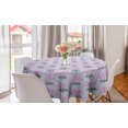thumbnail image 1 of Floral Round Tablecloth, Image of Cyclamen Flowers with Green Leaves and Flying Dragonflies, Circle Table Cloth Cover for Dining Room Kitchen Decor, 60", Pastel Purple and Multicolor, by Ambesonne, 1 of 2