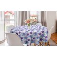 thumbnail image 1 of Floral Round Tablecloth, Watercolor Romance Themed Pattern Abstract Roses on Stripes, Circle Table Cloth Cover for Dining Room Kitchen Decor, 60", Baby Pink Sky Blue, by Ambesonne, 1 of 2