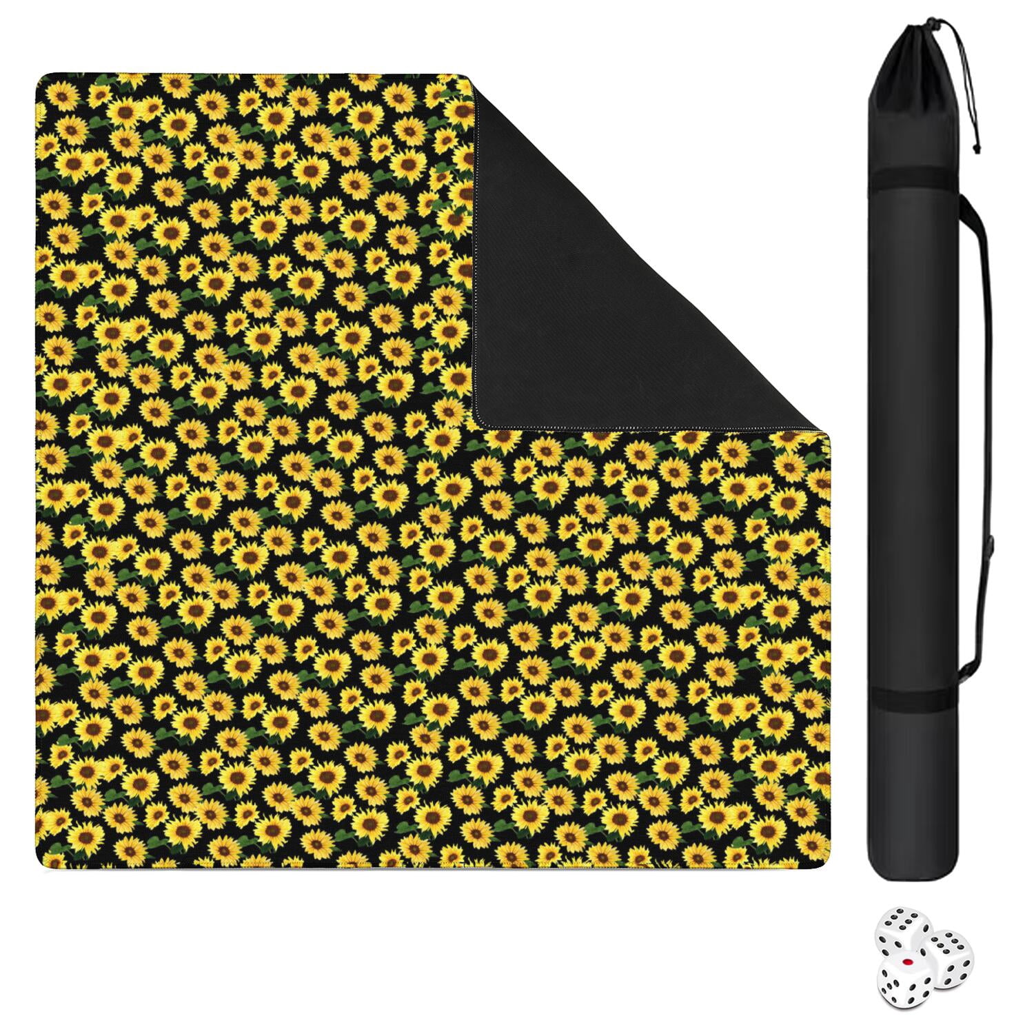 Floral Rubber Game Board Mat 31.5 Inch Square Multi-Purpose Table Mat Excellent for Mahjong Enthusiasts and Card Game Players