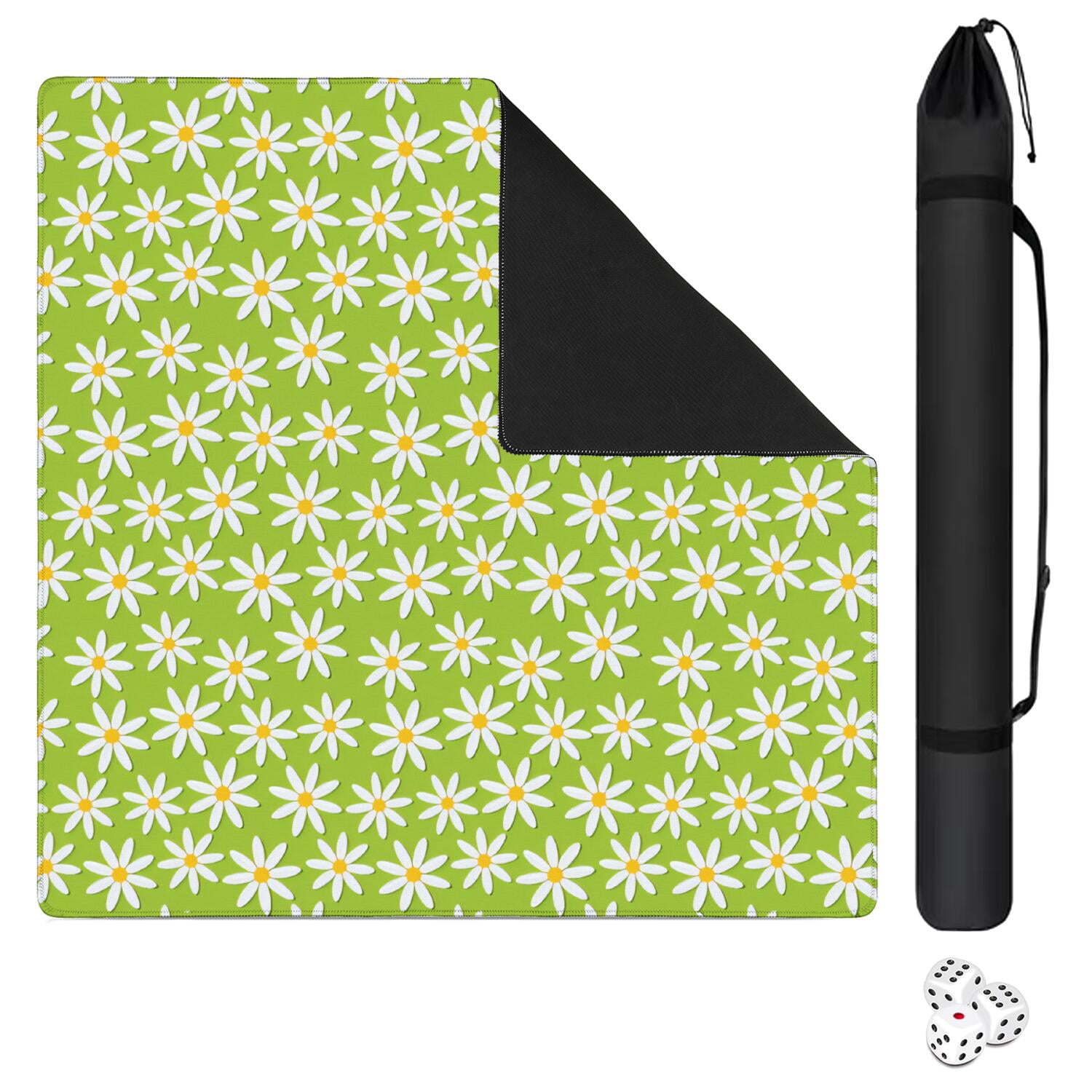 Floral Rubber Mahjong Play Mat 31.5x31.5 Inches Provides Quiet Non-Slip Experience for Tile Games and Board Games