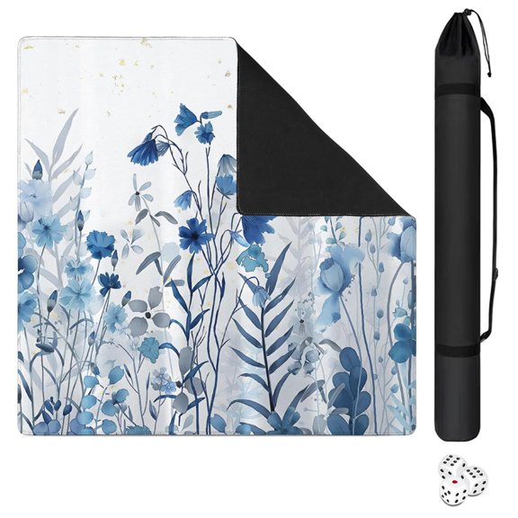 Floral Rubber Mat for Tile Playing 31.5x31.5 Inches Non-Slip Backing Prevents Shifting During Mahjong and Card Games
