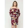 thumbnail image 1 of Floral Ruched Off the Shoulder Maternity Dress, 1 of 3
