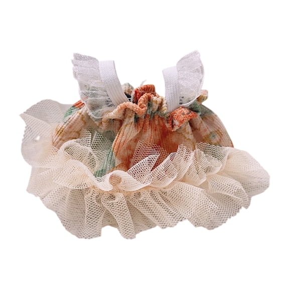 Floral Ruffled Mesh Scrunchie for Women and Girls, Soft Elastic Hair Tie with Tulle Layers, Fashion Ponytail Holder Accessory