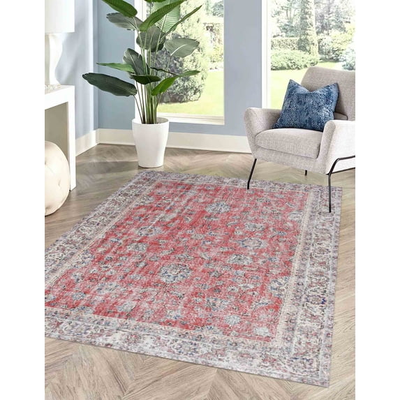 Floral Rug, Bathroom Rug, Front Door Rugs, Antique Style Rug, Turkish Rug, Wall Hanging Rug, Boho Rug, 3D Printed Rug, Wedding Rug, Red Rug, 2.6'x5' - 80x150 cm
