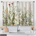 thumbnail image 1 of Floral Rustic Plant Kitchen Curtains - Spring Flower Botanical Farmhouse Country Green Leaves Small Cafe Short Tier Curtains for Bathroom Rod Pocket Window Drapes 24 Inch Length 2 Panels Set, 1 of 5