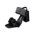 thumbnail image 1 of Floral Sandals For Women Open-Toe Block Heel High Heels Cloth Material Adjustable Ankle Strap Us Size 7.5 Casual Summer Footwear, 1 of 9