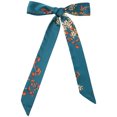 thumbnail image 1 of INSPIRE CHIC Women Floral Satin Scarves, Square Silky Neck Scarf Neckerchief, Skinny Long Ribbon Hair Band Long-Peacock Blue 55.1x2.0''(LxW), 1 of 7