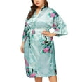 thumbnail image 1 of Floral Satin Womens Plus Size Robes, Sizes 20-38, Lightweight Sleepwear Robe, Knee Length, 1 of 3
