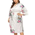 thumbnail image 1 of Floral Satin Womens Plus Size Robes, Sizes 20-38, Lightweight Sleepwear Robe, Knee Length, 1 of 3