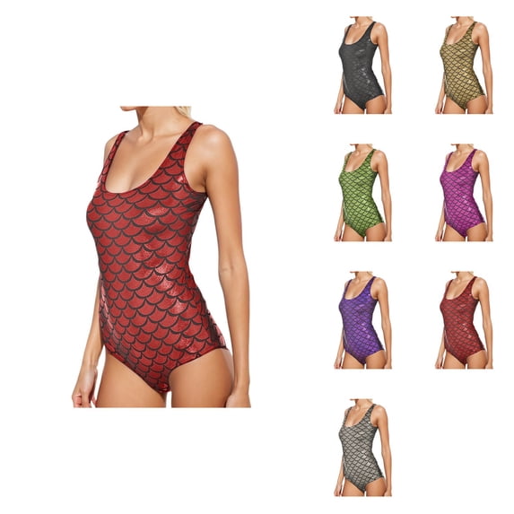 Floral Scale Print One Piece Swimsuit - Womens Deep V Neck Halter Monokini with Sexy Cutout & High Cut Leg