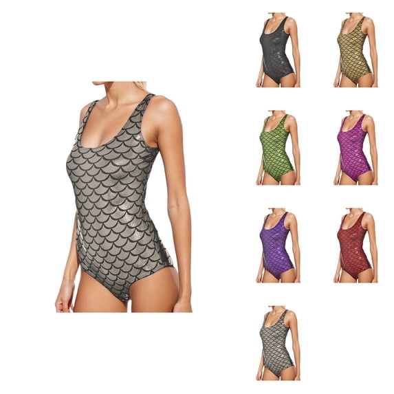Floral Scale Print One Piece Swimsuit - Womens Deep V Neck Halter Monokini with Sexy Cutout & High Cut Leg