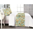 thumbnail image 1 of Floral Scene Bed Runner Set, Botany Design Garden Vibes Summer Flowers Vintage on Minty Back, Decorative Bedding Scarf & 2 Pillow Shams for Hotels Homes, King, Almond Green Earth Yellow, by Ambesonne, 1 of 3