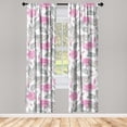 thumbnail image 1 of Floral Scene Window Curtains, Engraved Charcoal Look Delicate Rose Flowers with Butterfly Print, Lightweight Decor 2-Panel Set with Rod Pocket, Pair of - 28"x63", Pastel Pink Taupe Grey, by Ambesonne, 1 of 3