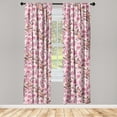 thumbnail image 1 of Floral Scene Window Curtains, Japanese Inspirations Spring Flowers Boho Romantic Botany Pattern, Lightweight Decor 2-Panel Set with Rod Pocket, Pair of - 28"x84", Pale Pink Pale Fuchsia, by Ambesonne, 1 of 3
